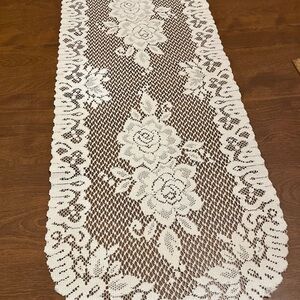 White Polyester  Floral Lace Table